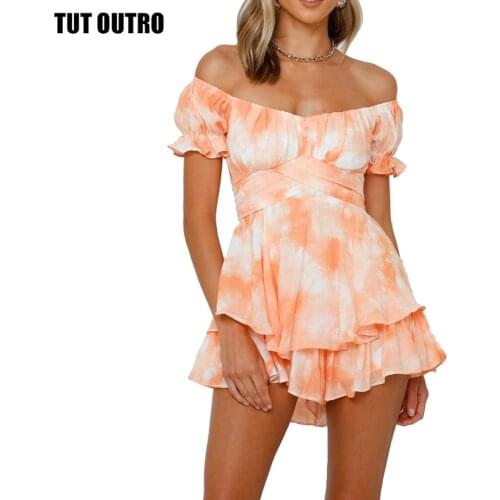 2021 Now Sexy Ruffle Floral Short Playsuit Women Summer Elegant Casual Bow Boho Beach Jumpsuit Romper Hot Sexy Overalls H418