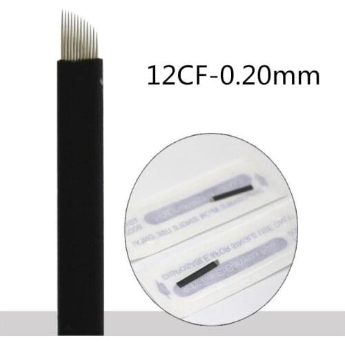 100 Pieces 0.20mm Black flex 12/12 U Shape Microblading Needles Tebori Microblading Blades For Manual Tattoo Pen Machine