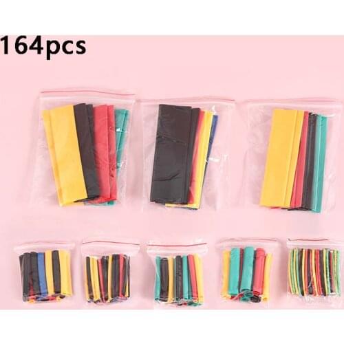 164pcs Heat Shrink Tubing Insulation Shrinkable Tubes Assortment Electronic Polyolefin Wire Cable Sleeve Bag