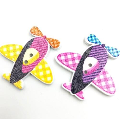 25pcs Mixed 2 Holes Vintage Aircraft Pattern Cartoons Wooden Buttons crafts sewing garment For Decorations Scrapbook WB682