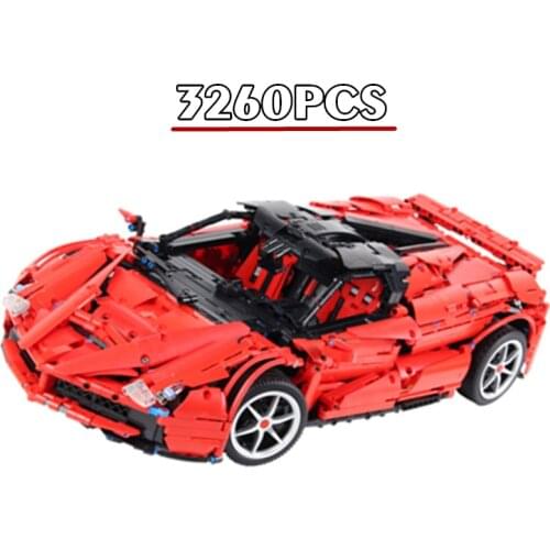 New Technical Block 3260PCS Super RED Racers Racing Sports Car Motor Building Blocks Kits Bricks Kid Gift Toy