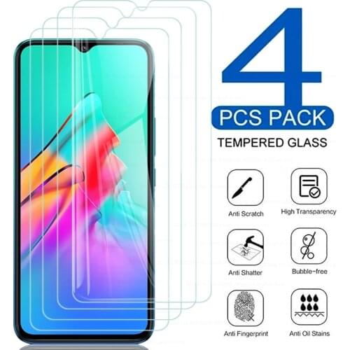 4PCS 100% Original Protective Glasses For Infinix Hot 10 Lite 10lite Light 10 9 Play Note 8 7 Glass Screen Protectors Film Cover