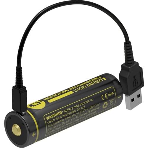 NITECORE NL1834R 3400mAh High Performance Micro-USB Rechargeable Li-ion Battery 12.24Wh 3.6V Button Top 18650 Protected Battery