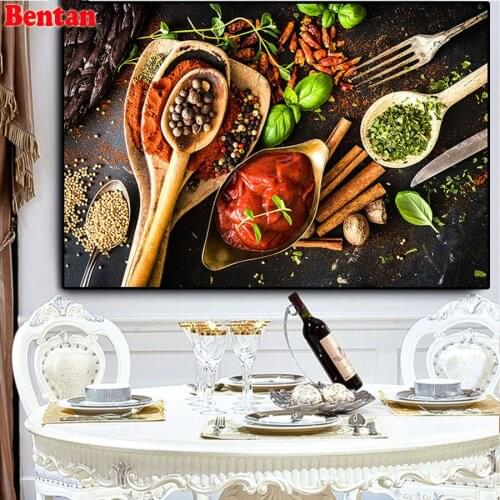 Diamond Painting Fruit Vegetables Kitchen Cooking Picture by numbers 5D DIY Full Square Rhinestone Diamond Mosaic crystal Decor