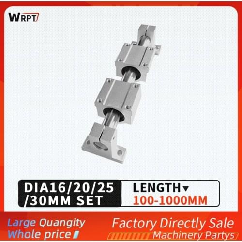 Free shipping, 1pcs optical axis 16mm/20/25/30-100-1000mm+2 pcs SCS16/20/25/30+2pcs SK16/20/25/30 for engraving machine, printer