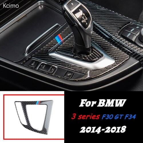 BMW LHD Car Interior Carbon Fiber Gear Shift Panel Cover Trim Car Stickers 3 Series F30 GT F34 2014-2018 Accessories