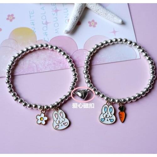 Little rabbit bracelet with magnetic buckle love pop alloy beads attraction contracted the manual accessories wholesale #YXS51