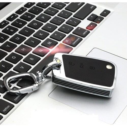 Wood & Carbon Fiber Key Shell HoFashion Car Auto Remote Key Cover Chain Holder Skin Case Shell for Volkswagen vw golf 7 Skoda