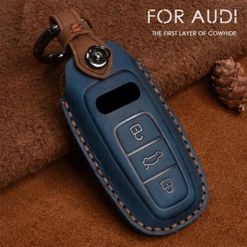 Handmade Genuine Leather Smart Car Key Cover Case Bag for Audi A4L A5 Q5L Q7 A7 A8L A6L