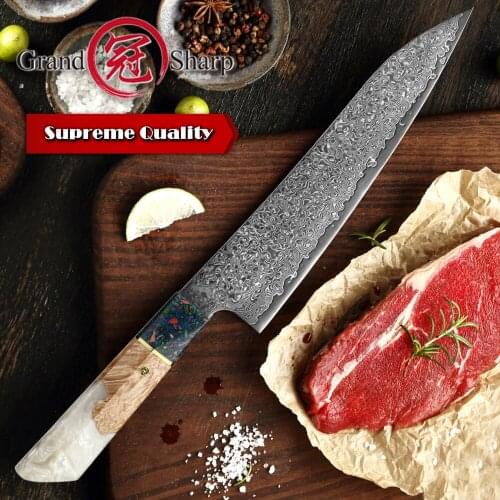 Damascus Kitchen Knives Chef Knife 8.6 Inch Japanese VG10 Japanese Damascus Knife Cooking Tools Slicing Sushi Knife Gift Box NEW