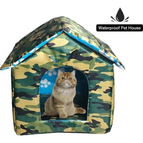 Heated Cat House Foldable And Washable Pet Villa House Stray Cat Rainproof House Cat Nest Tent Cat Houses For Outdoor Cats