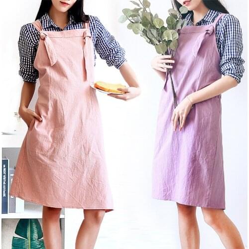 Cute Girls Apron Cotton Hemp Women Adjustable Kitchen Baking Cooking Aprons Home Diy Handwork Antifouling Protection Clothing