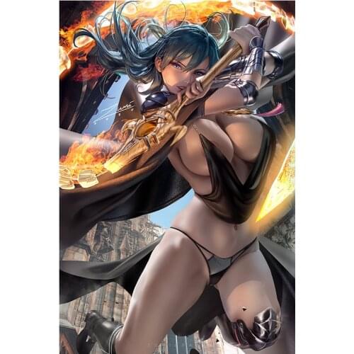 Print Canvas Gold Tomahawk Warrior Sexy Girl Art Poster 40x60 50x70 60x90 Custom Painting Living Room Bedroom Hanging Picture