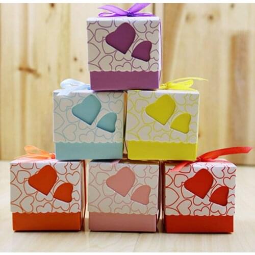 JUMI 10pcs/lot Colorful Wedding Favour Box Hollow Heart Paper Gift Boxes Wedding Favor box and Gifts Wedding Party Decoration