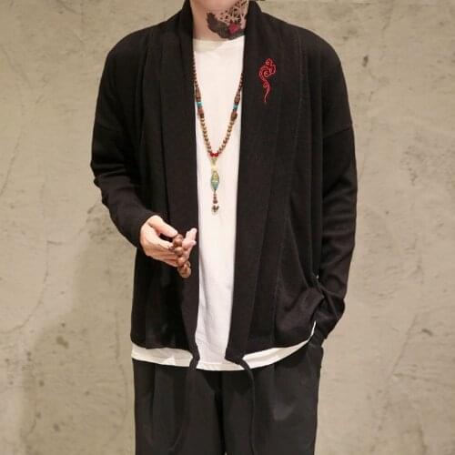 Kimono Cardigan Men Knit Asian Clothes Traditional Japanese Kimonos Haori Obi Online Chinese Store Japanese Pajamas Mens FF2087