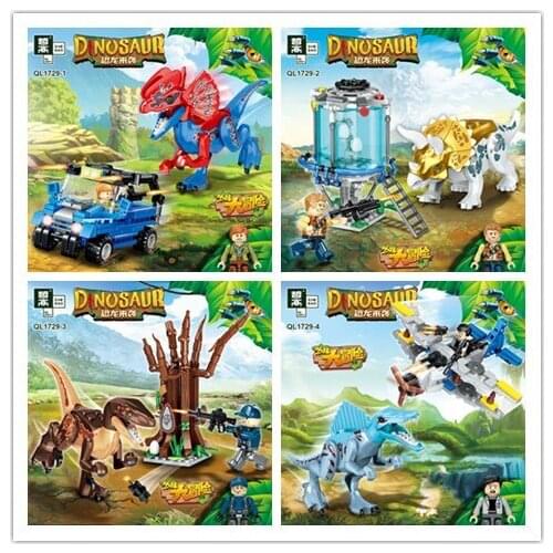 QL1729 4PCS/LOT Jurassic Dinosaur Robodinosaur wars t-REX Building Blocks Bricks triceratop children gift baby toys