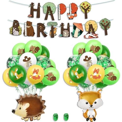 Rabbit Squirrel Fox Jungle Animal Rubber Balloons Set Children 's Anniversary Birthday Party Decoration Supplies