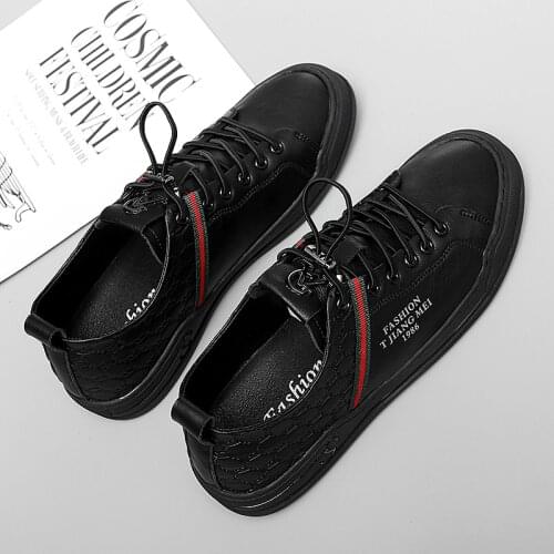 Mens Casual Shoes Hot Sale Men Leisure Shoes Casual Fashion Streetwear Breathable Leather Mens Italian Black Causal Sneakers For
