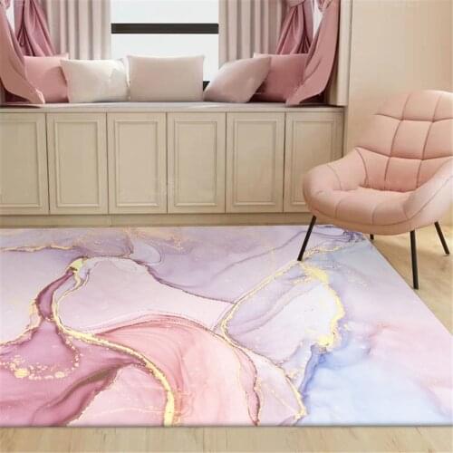 Hot sale fashion modern dream abstract watercolor carpet pink gold purple bedroom living room bedside home floor decoration