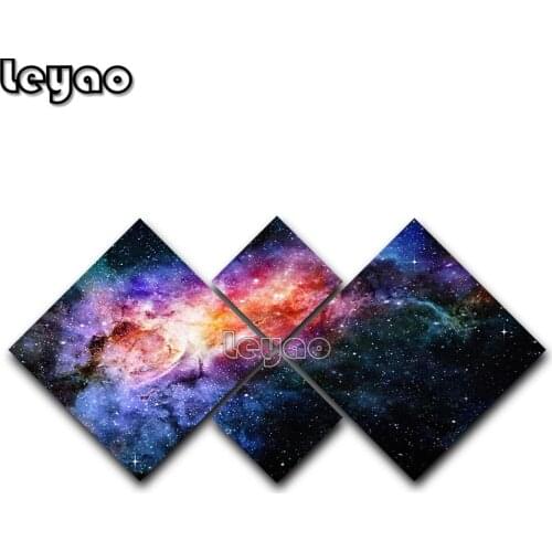 Starry deep outer space nebula and galaxy Multi Panel 5D full Diamond Painting 4 piece Full Square Round Diamond Art Embroidery