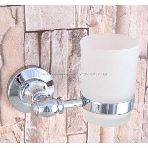 Wall Mounted Cup & Holders Polished Chrome Cups Toothbrush Holder Bath Hardware Sets Single Cup Holder Nba792