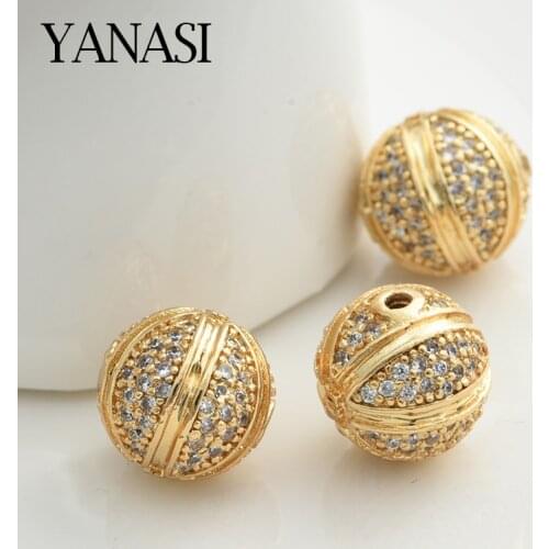 Newest 10mm Ball Beads For Jewelry Making DIY Accessories Findings Copper AAA CZ Rhinestone Handmade Man Woman Bracelet
