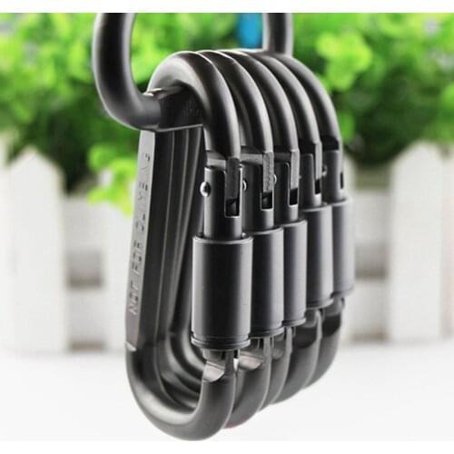 2020 New Hot Practical Black D Shaped Aluminum Alloy Carabiner Hook Keychain Climbing Equipment Karabiner Mosqueton Wholesale