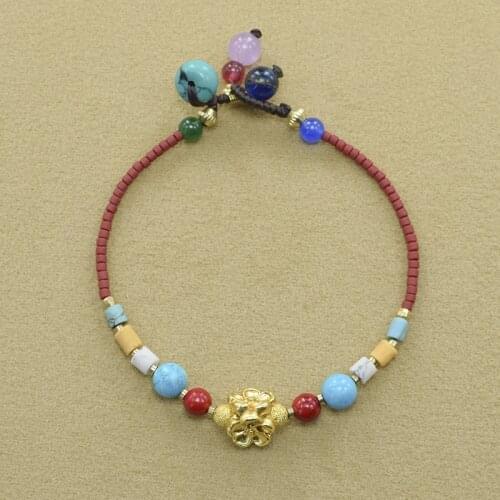 2021 New Ethnic Style Retro Woven Fashion Womens Bracelet Adjustable Gemstone Beaded Antique Charm Yoga Bracelet Female Jewelry