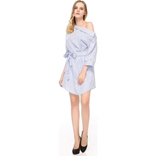 Fresh, sweet, fashionable diagonal shoulder irregular Short Sleeve Dress