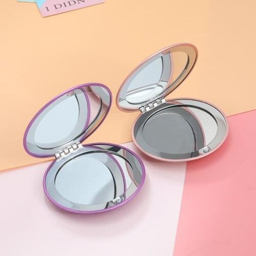 1Pc Solid Color Portable Double Sided Mirror Foldable Pocket Makeup Mirror Women Girls Beauty Cosmetic Compact Mirrors