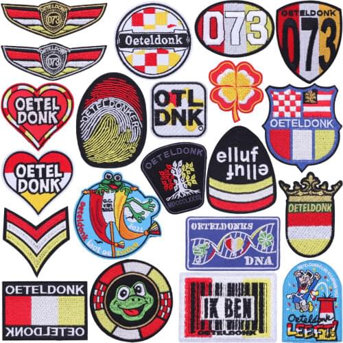 Oeteldonk Emblem 2021 Ironing Applications Patches for Clothing Stickers Diy Iron Patches Letters Embroidery Sewing Supplies