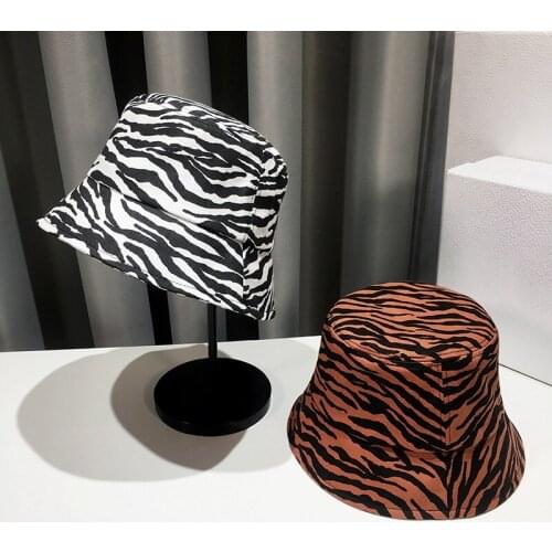 Summer Zebra Pattern Retro Fisherman Hat Women Sunscreen Western Bucket Hat Woman Korean Style Tide Japanese Bucket Sunbath Caps