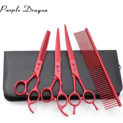 Professional Pet Scissors Purple Dragon 7" Japan Steel Straight Shears Thinning Shears 3102# Dog Grooming Scissors Animal Shears