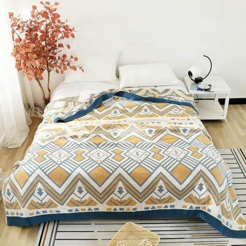 Five layers of cotton yarn Wave pattern blanket towel quilt nap blanket sofa throw blanket bed cover blanket for Home Decoration