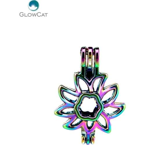 C619 5pcs/lot COLORS Multicolor Flowers Pearl Beads Cage Pendant Pearl Locket Fairytale Party