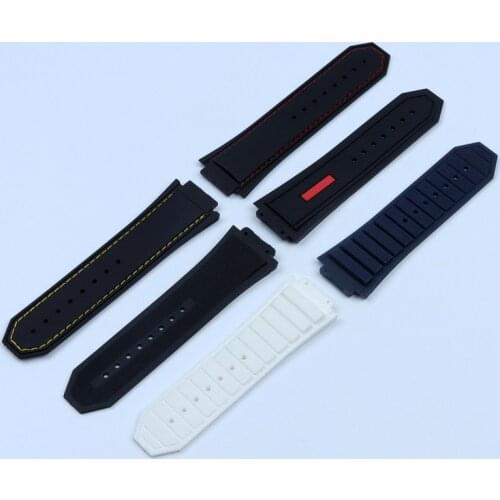 Top Quality 29x19mm Silicone Rubber Watchband Watch Band For Hublot Strap Series For King Power Logo Butterfly Buckle 24mm Tools