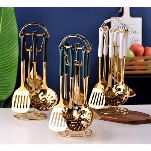 Modern simple 6-piece stainless steel kitchenware set cooking tools spatula spoon household kitchenware