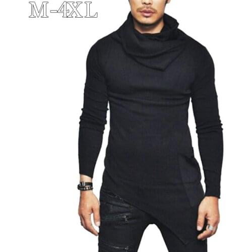 2019 New Sweater Men Spring Autumn Long Sleeve Pullover Men Sweater Irregular Design Casual Solid Mens Sweaters Pull Homme M-4XL