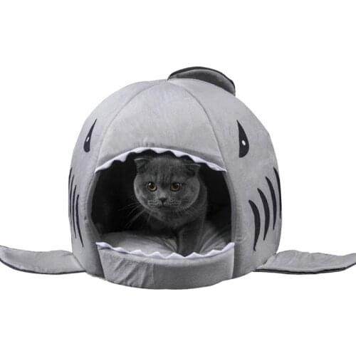 Warm Shark bed Cat House soft Basket Dog Cushion mat for small dogs Puppy Slapen Bed Warm Puppy Kennel nest Mat cama gato kot