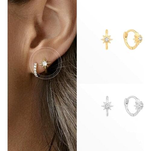 925 Sterling Silver hoop earrings for Women Simple Geometry Zircon Crystal Small Hoop Earring Fashion Jewelry 2021 trend Brincos