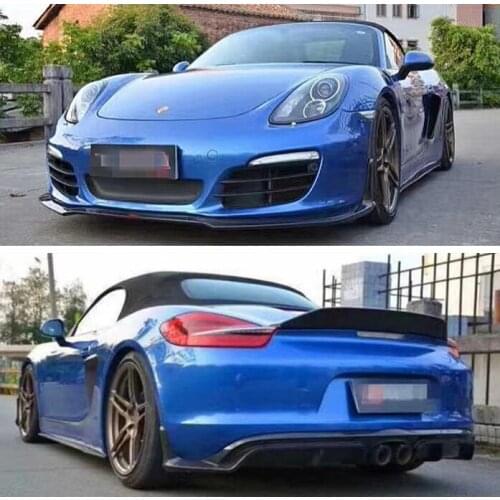 High Quality REAL CARBON FIBER Front Bumper Lip Spoiler Rear Trunk Diffuser Side Body Skirt For Porsche 981 Boxster 2013-2016
