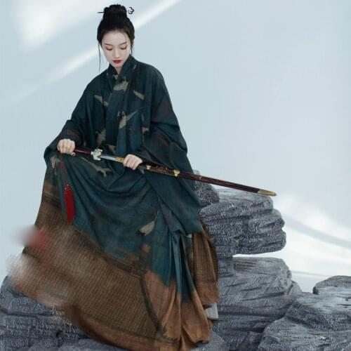 Green Colorful All Thematics Photography Costume Empress Princess Fairy Swordlady Wide Sleeve Country Map Stage Drama Hanfu