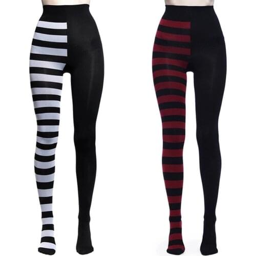 Striped Yoga Legging Women Print Goth Style Long Tights Casual Punk Ladies Sport High Waist Workout Elastic Leggings One Size