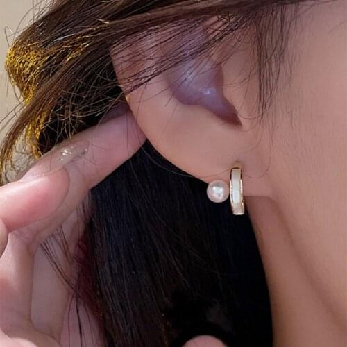 2021 New Fashion S925 Needle Post Earring Drop Oil Metal Pearl Stud Earrings For Women Grils Trendy Jewelry Gift