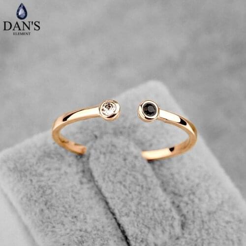 DANS ELEMENT Simple Lovely Austria Crystal Copper Gold Color Fashion Rings for Women Heathy Openings ring Fi-RA11542Rose