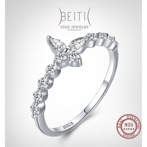 Beitil Vintage Cubic Zirconia butterfly Finger Rings For Women Fine Elegant 925 Sterling Silver Wedding Jewelry