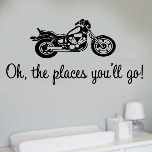 ZOOYOO Big Motorcycle Wall Sticker Oh The Places You Will Go Wall Decals Home Decor Boys Kids Room Nursery Room Decoration