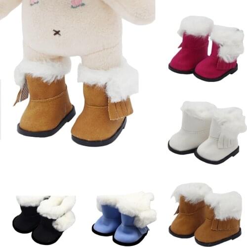 1Pair PU Leather Cute Doll Strap Snow Boots for 1/6 EXO Fit 14.5 Inch Winter Shoes Accessories Toy 5.5*2.8cm