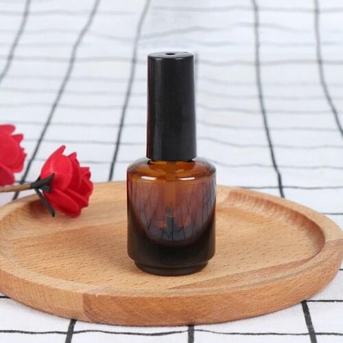 1pcs Brown 15ml Glass Bottle Empty Frost Bottle Nail Polish Bottle Essential Oil Container With Brush Cap