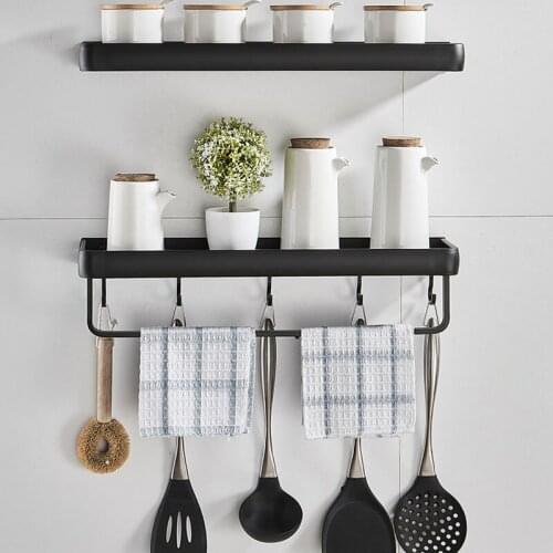 1pcs kitchen appliances hanger kitchen Space aluminum seasoning bottle rack for kitchen shelf Black kitchen hook rack